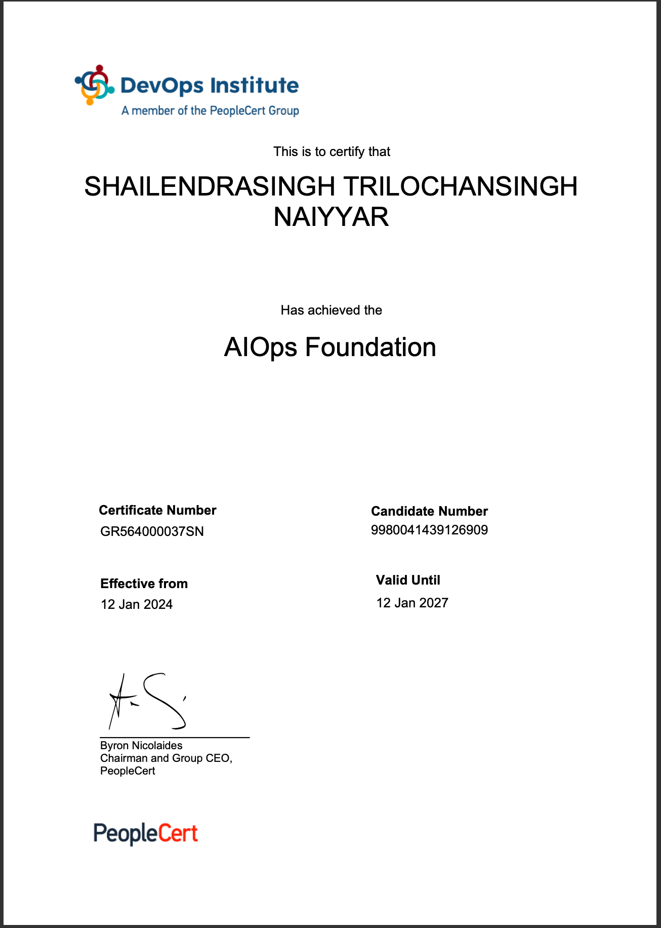 AIOps Foundation Certificate