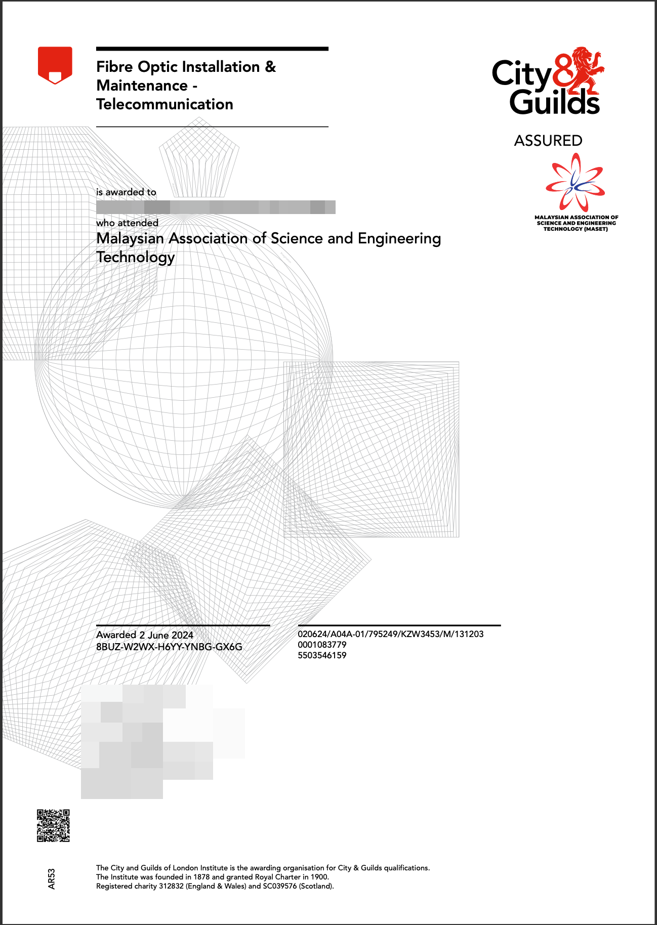 City & Guilds: Fibre Optic Installation & Maintenance - Telecommunication Certificate