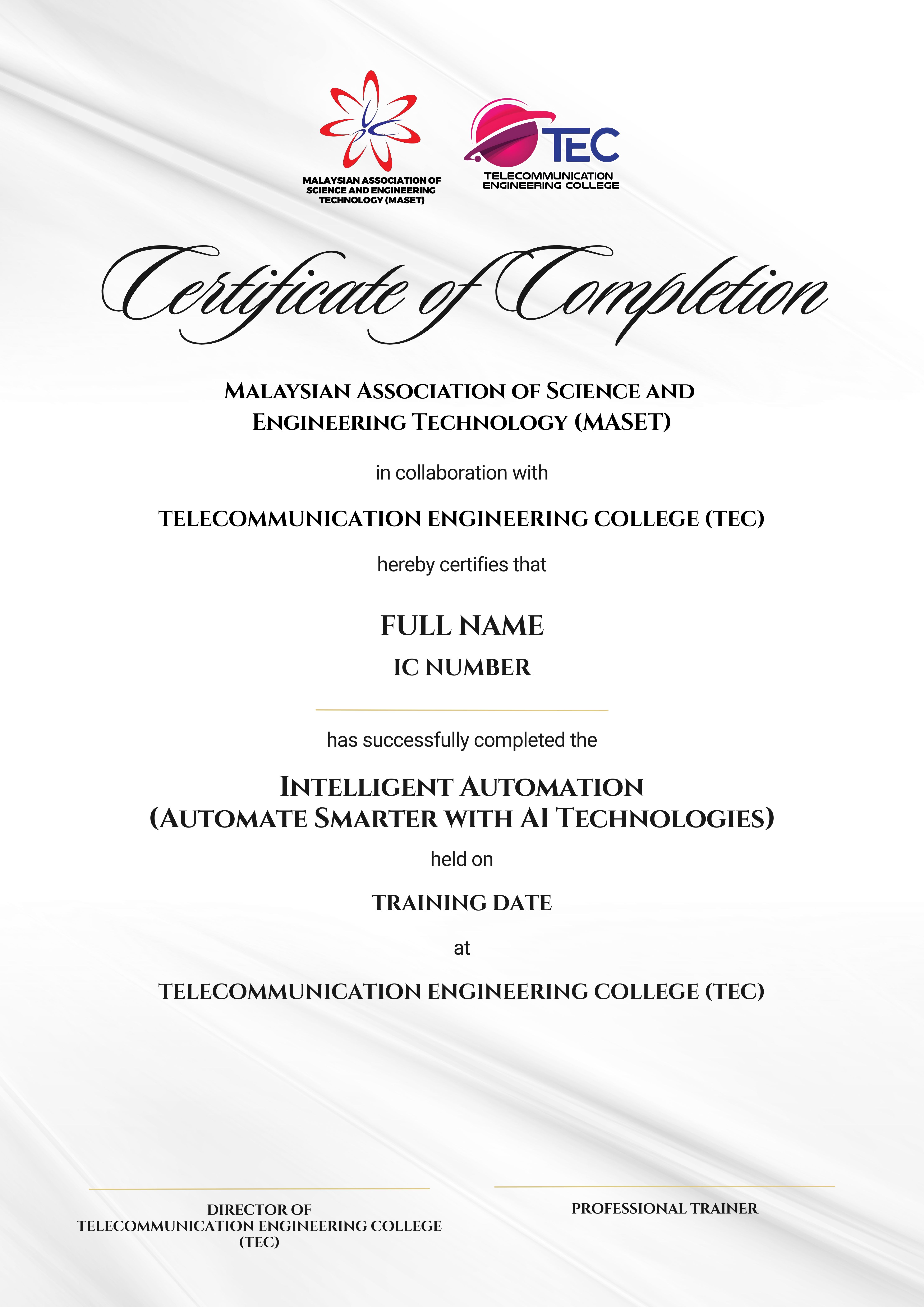 Intelligent Automation & AI Integration Certificate
