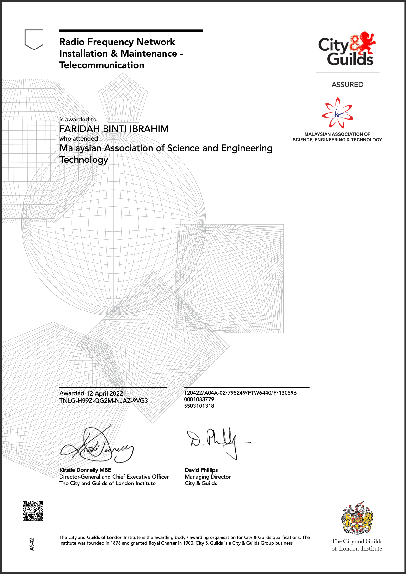 City & Guilds: Radio Frequency Network Installation & Maintenance Certificate